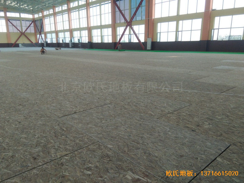山東濟(jì)南章丘雙語學(xué)校籃球館體育地板施工案例2